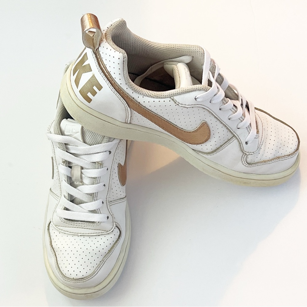 Nike Court Borough Sneakers Shoes BV0745-100 White Gold Sz 5Y-Women 7